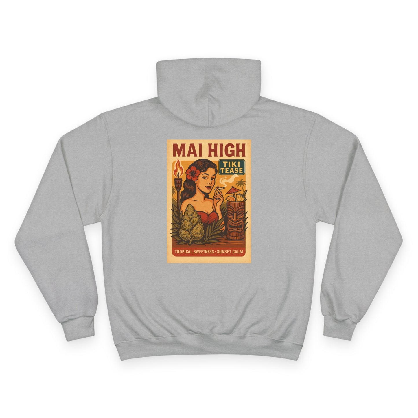 Vintage Tiki "Mai High" Hoodie — Retro Pin-Up Cocktail Graphic