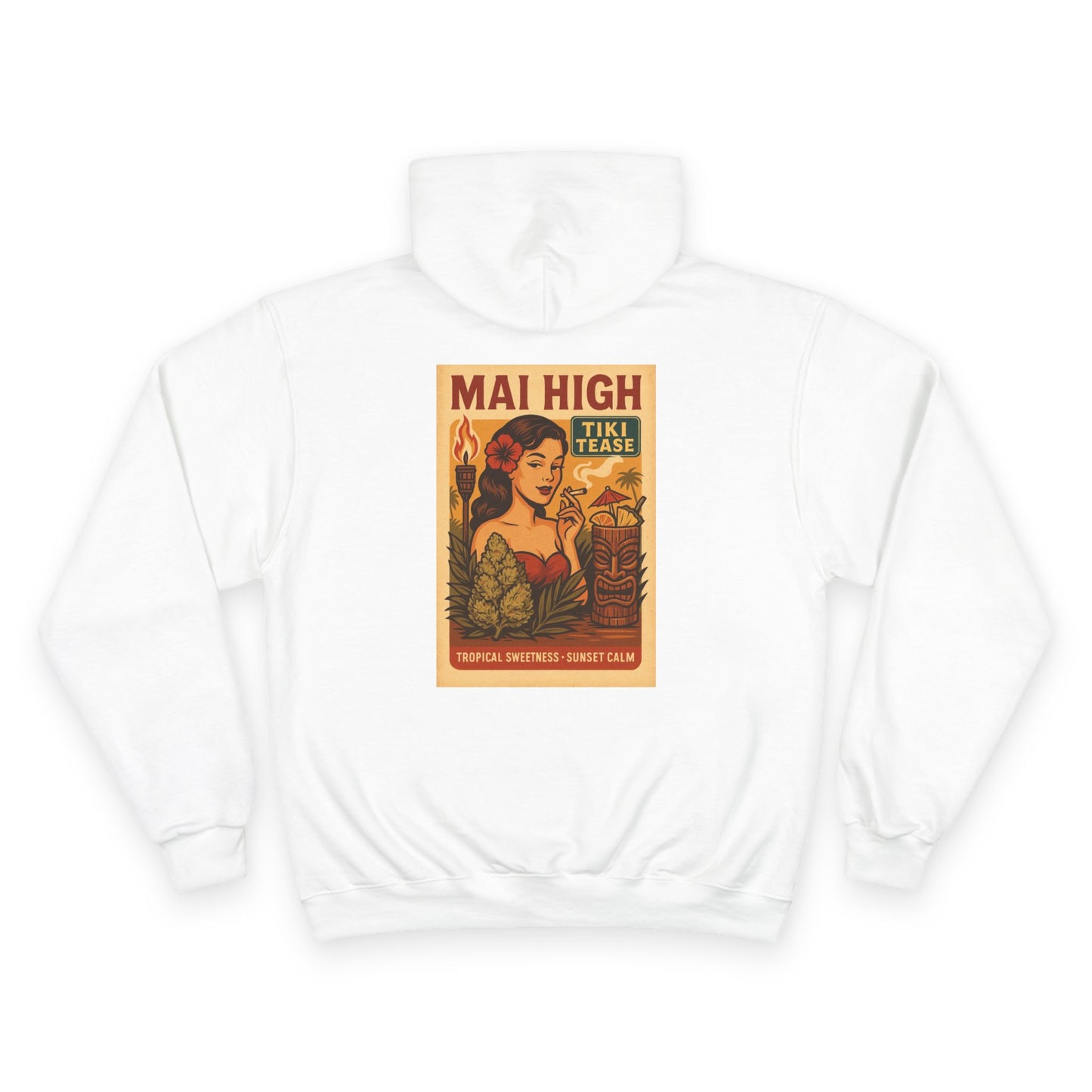 Vintage Tiki "Mai High" Hoodie — Retro Pin-Up Cocktail Graphic