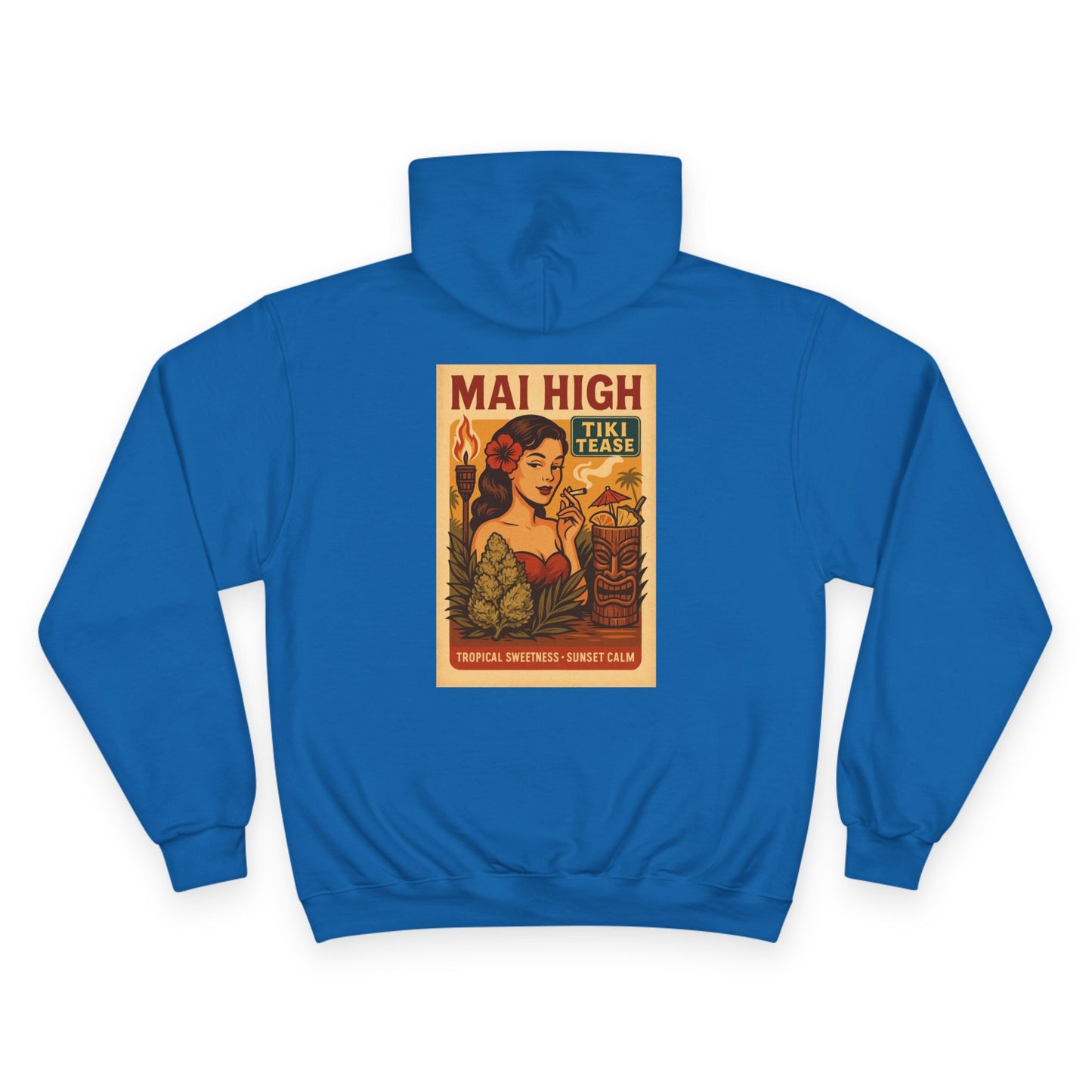 Vintage Tiki "Mai High" Hoodie — Retro Pin-Up Cocktail Graphic